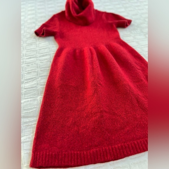 Banana Republic Red Wool Blend Cowl Turtleneck Holiday Festive Dress Girls S - Picture 5 of 11